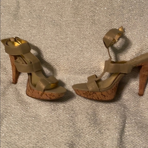 Chinese Laundry Gold & Cork Gladiator Platforms